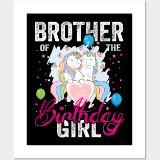 Brother of the Birthday Girl Unicorn Lovers Gift Shirt Posters and Art